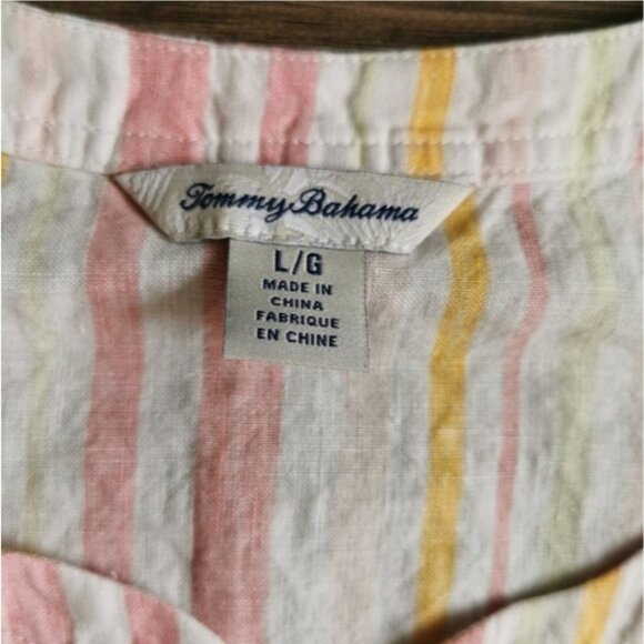 Tommy Bahama Linen pastel striped top Large - Picture 6 of 11
